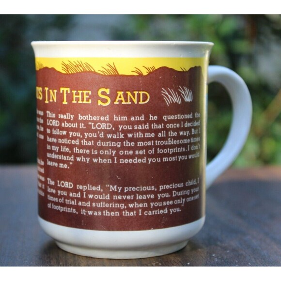 1986 Footprints in the Sand Mug Cup Vintage Collectible Religious - Picture 3 of 8